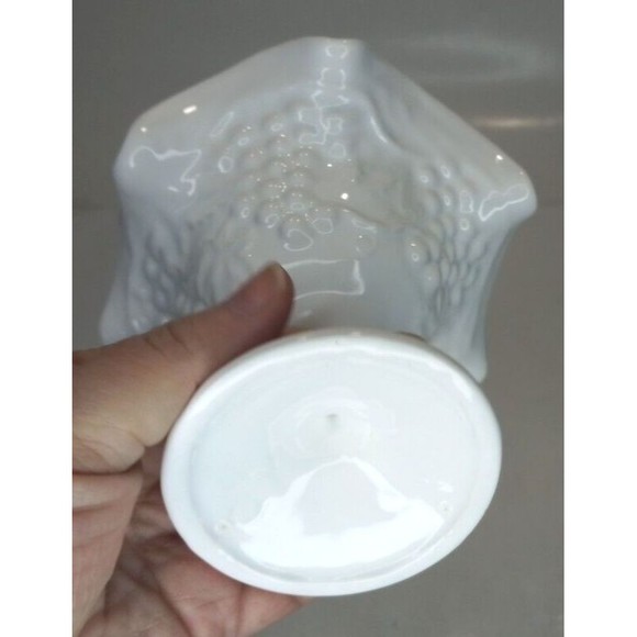 Indiana Milk Glass Ruffled Grape and Leaves Small Compote Sundae Dish 4.5 Tall - Picture 6 of 7